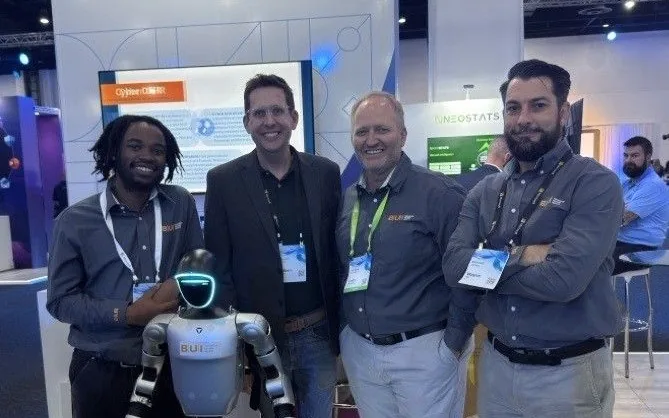 BUI team with their humanoid robot at the Microsoft AI Tour in Johannesburg